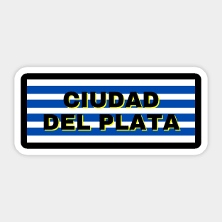 Ciudad del Plata in Uruguay Flag Stripes Sticker